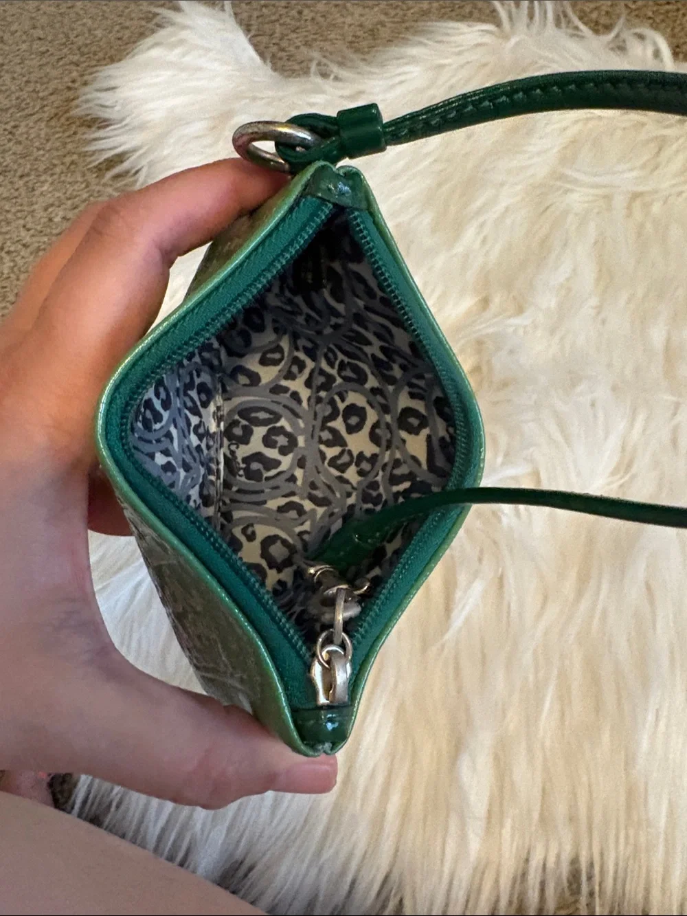 COACH Green Poppy Patent Wristlet Card Case